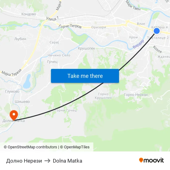 Долно Нерези to Dolna Matka map