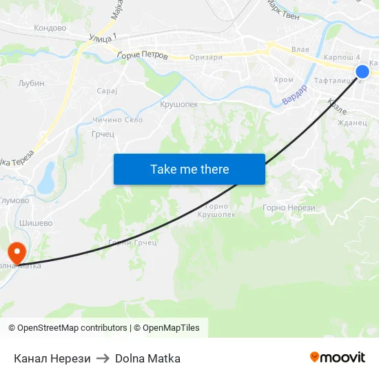 Канал Нерези to Dolna Matka map