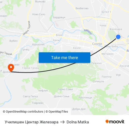 Училишен Центар Железара to Dolna Matka map
