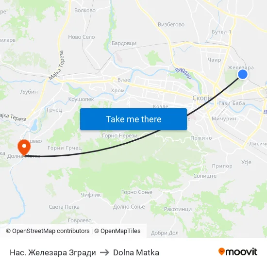 Нас. Железара Згради to Dolna Matka map