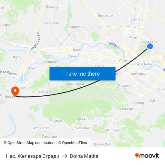 Нас. Железара Згради to Dolna Matka map