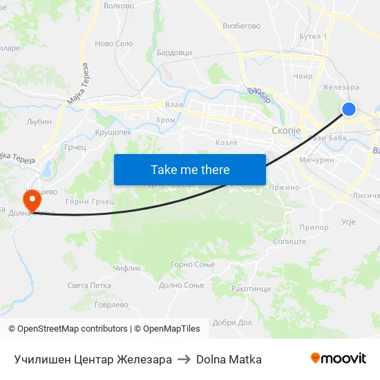 Училишен Центар Железара to Dolna Matka map