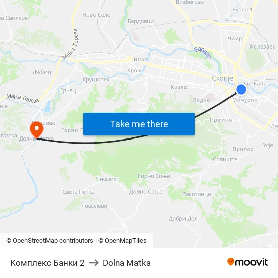 Комплекс Банки 2 to Dolna Matka map