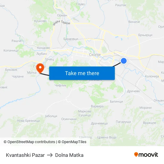 Kvantashki Pazar to Dolna Matka map