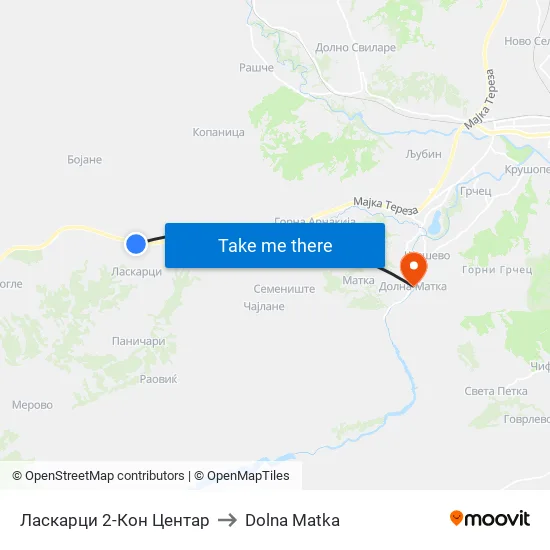 Ласкарци 2-Кон Центар to Dolna Matka map