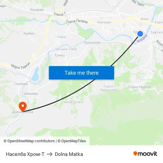 Населба Хром-Т to Dolna Matka map