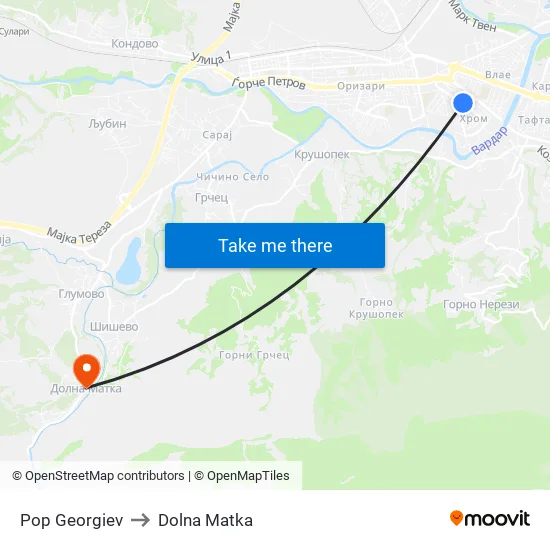 Pop Georgiev to Dolna Matka map