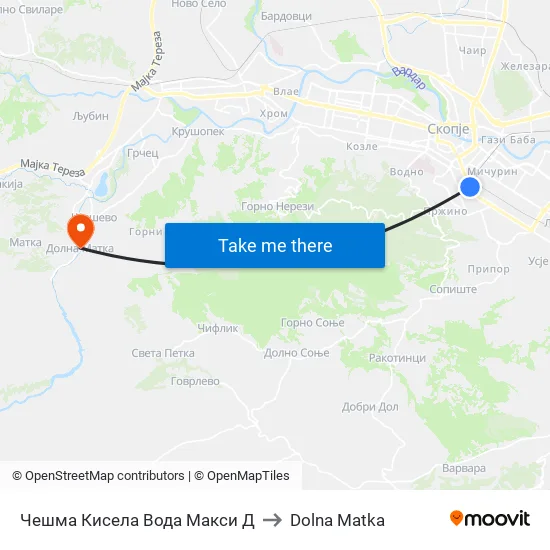 Чешма Кисела Вода Макси Д to Dolna Matka map