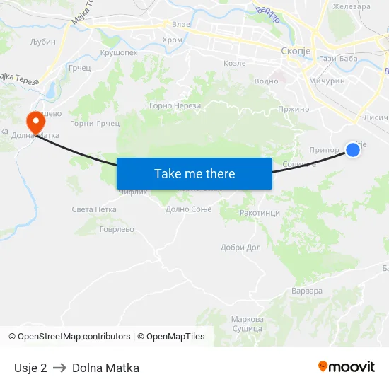 Usje 2 to Dolna Matka map