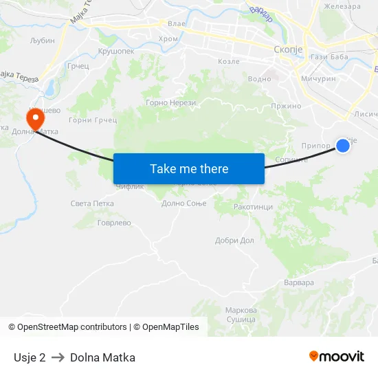 Usje 2 to Dolna Matka map