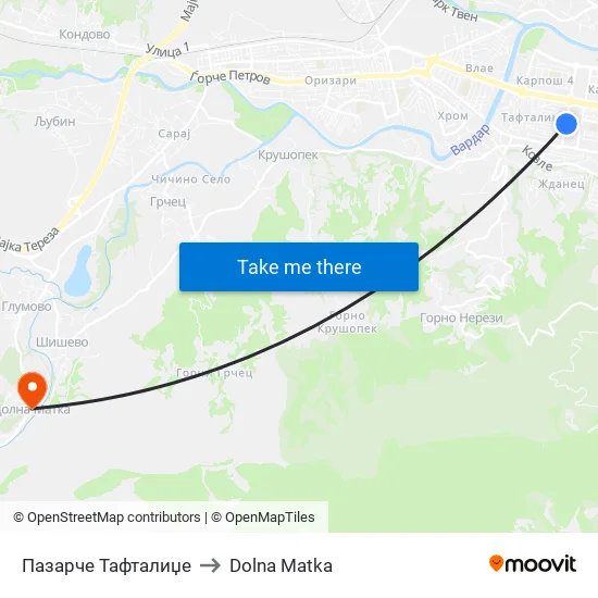 Пазарче Тафталиџе to Dolna Matka map