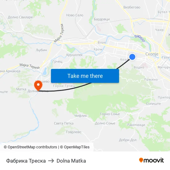 Фабрика Треска to Dolna Matka map