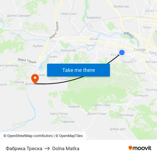 Фабрика Треска to Dolna Matka map