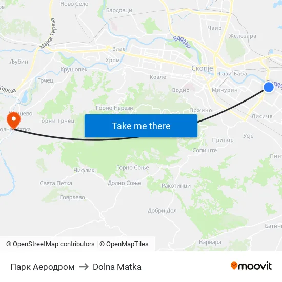 Парк Аеродром to Dolna Matka map