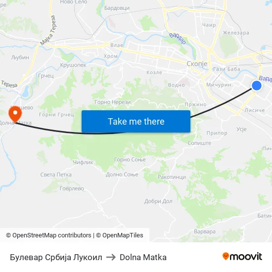 Булевар Србија Лукоил to Dolna Matka map