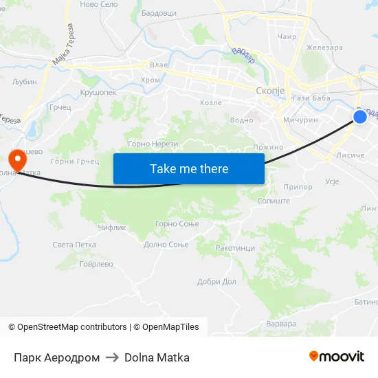 Парк Аеродром to Dolna Matka map