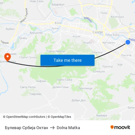 Булевар Србија Октан to Dolna Matka map