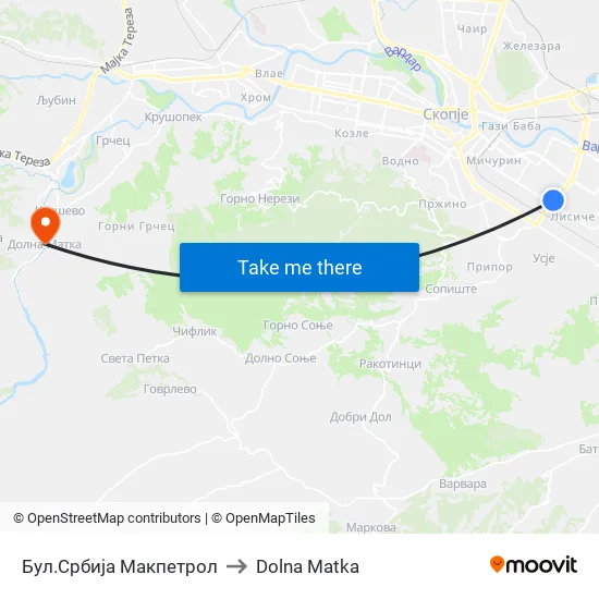 Бул.Србија Макпетрол to Dolna Matka map