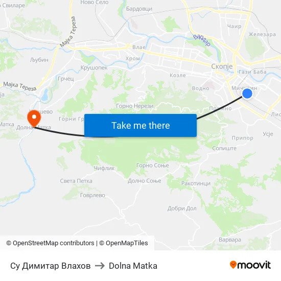 Су Димитар Влахов to Dolna Matka map