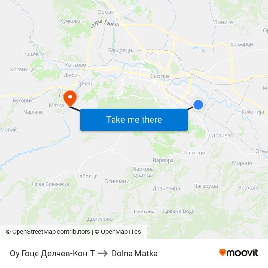 Оу Гоце Делчев-Кон Т to Dolna Matka map