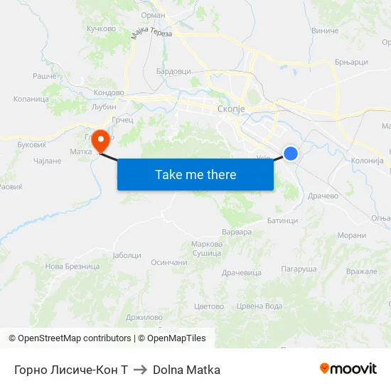 Горно Лисиче-Кон Т to Dolna Matka map