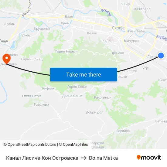 Канал Лисиче-Кон Островска to Dolna Matka map