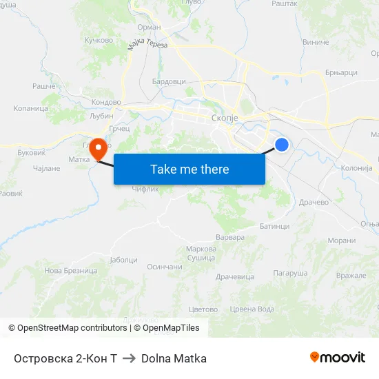 Островска 2-Кон Т to Dolna Matka map