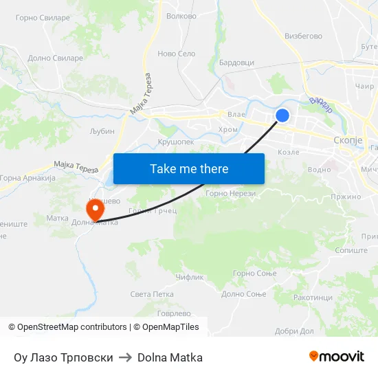 Оу Лазо Трповски to Dolna Matka map