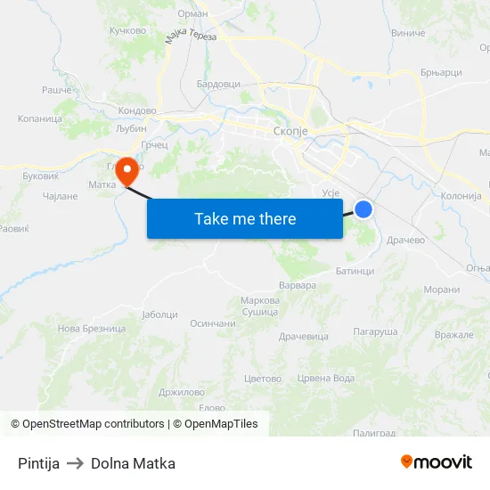 Pintija to Dolna Matka map