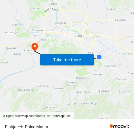 Pintija to Dolna Matka map
