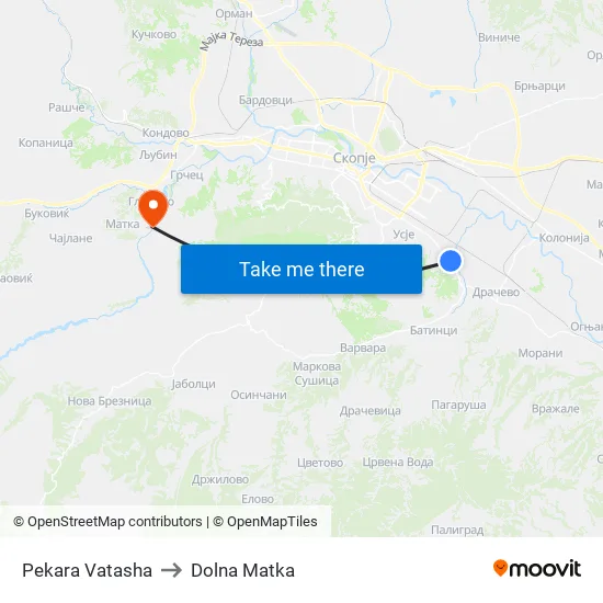 Pekara Vatasha to Dolna Matka map