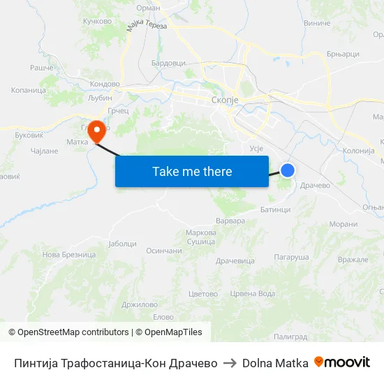 Пинтија Трафостаница-Кон Драчево to Dolna Matka map