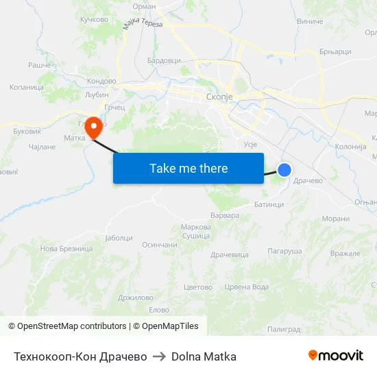 Технокооп-Кон Драчево to Dolna Matka map