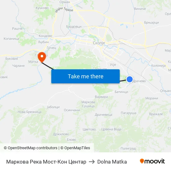 Маркова Река Мост-Кон Центар to Dolna Matka map