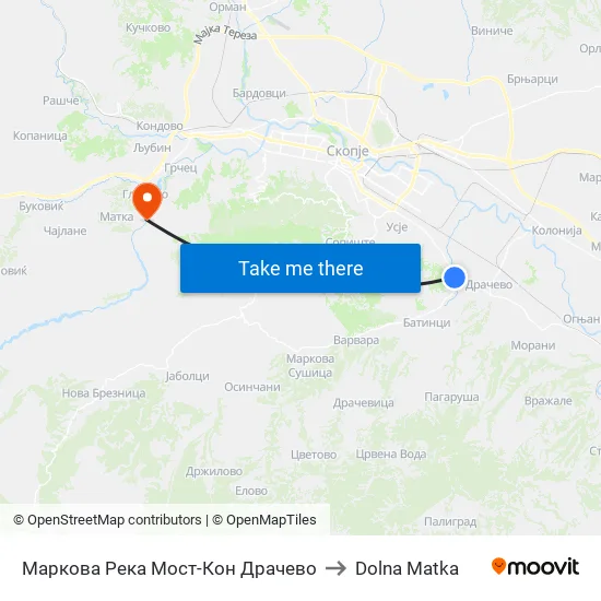 Маркова Река Мост-Кон Драчево to Dolna Matka map