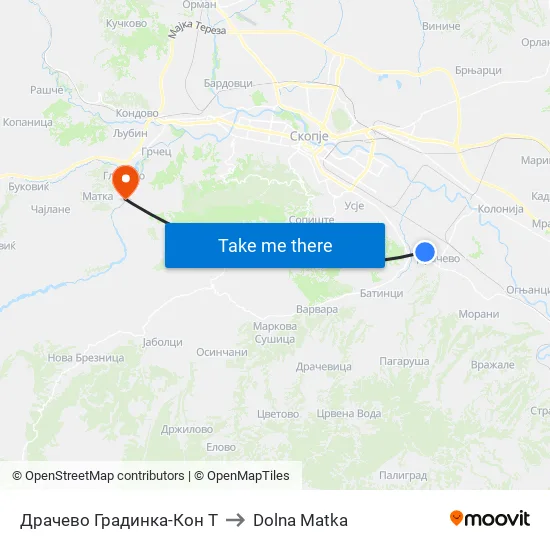 Драчево Градинка-Кон Т to Dolna Matka map