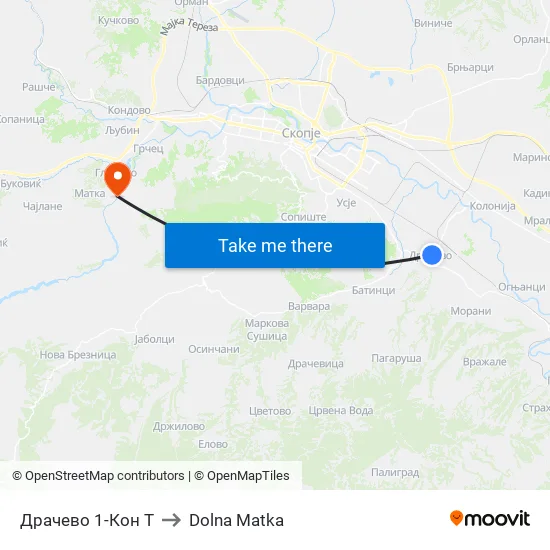 Драчево 1-Кон Т to Dolna Matka map
