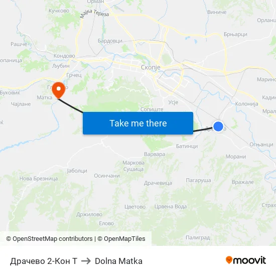 Драчево 2-Кон Т to Dolna Matka map
