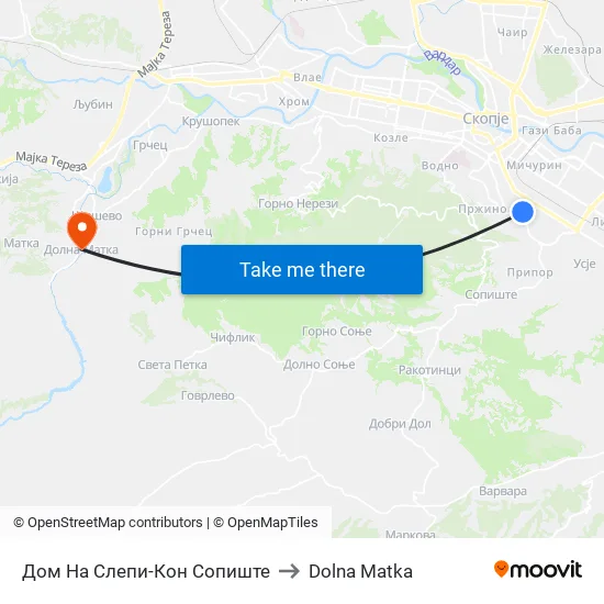 Дом На Слепи-Кон Сопиште to Dolna Matka map
