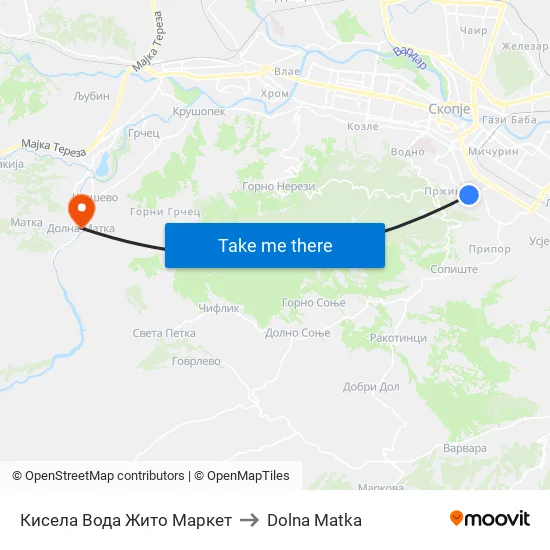Кисела Вода Жито Маркет to Dolna Matka map