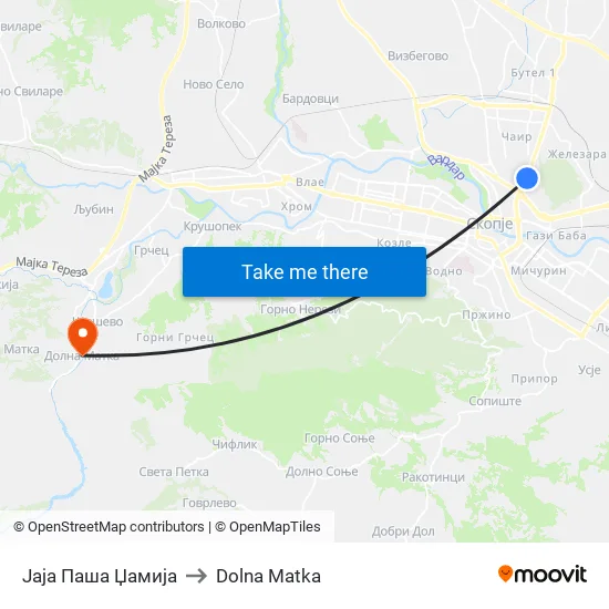 Јаја Паша Џамија to Dolna Matka map