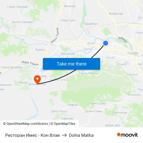 Ресторан Имес - Кон Влае to Dolna Matka map