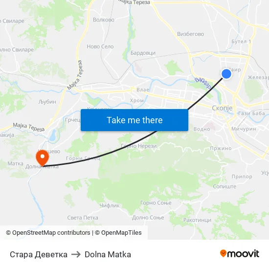 Стара Деветка to Dolna Matka map