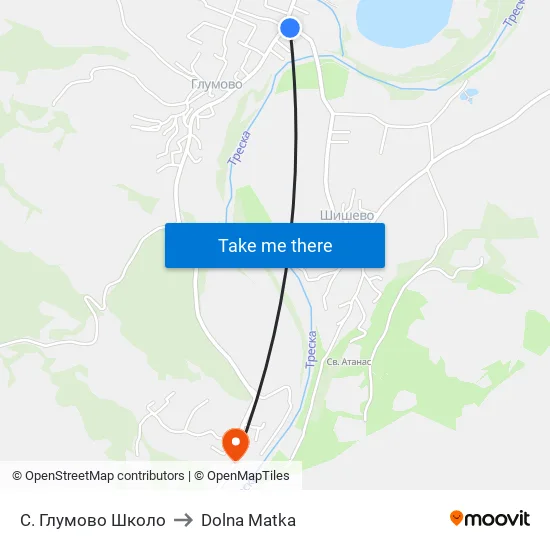 С. Глумово Школо to Dolna Matka map