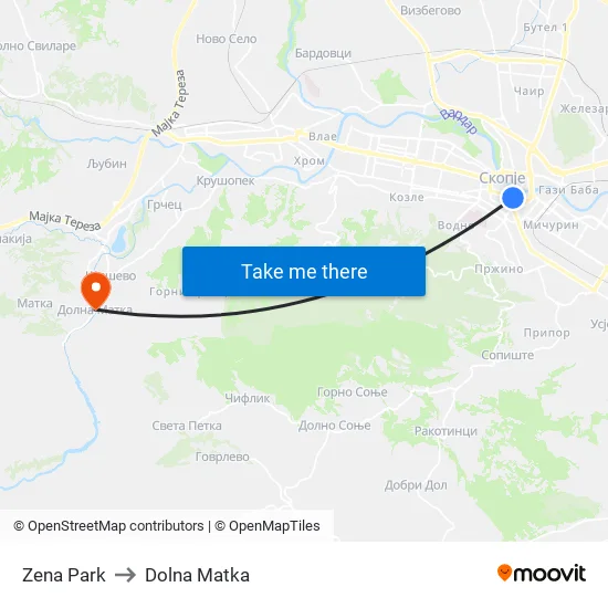 Zena Park to Dolna Matka map