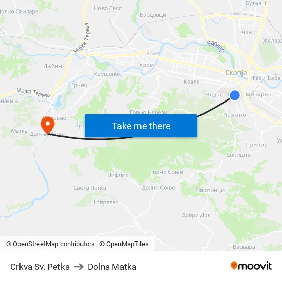 Crkva Sv. Petka to Dolna Matka map