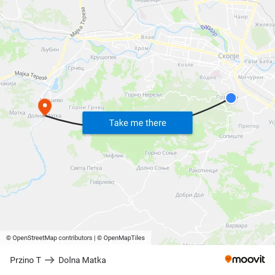 Przino T to Dolna Matka map