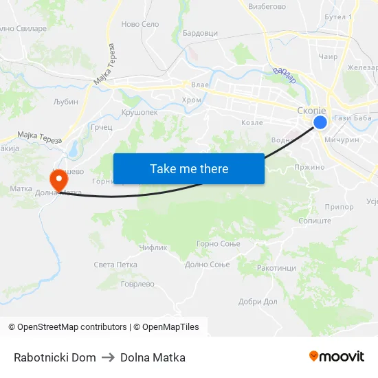 Rabotnicki Dom to Dolna Matka map