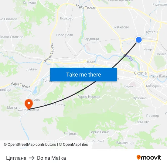 Циглана to Dolna Matka map