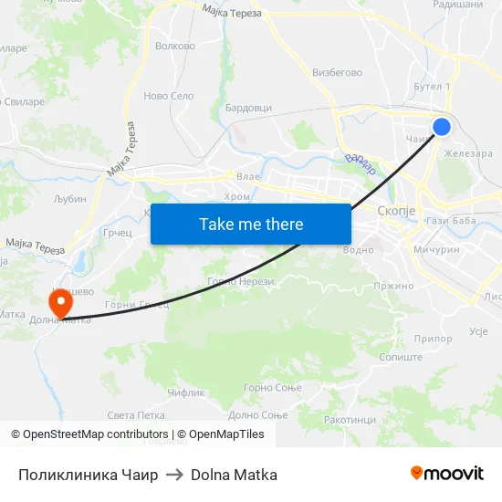 Поликлиника Чаир to Dolna Matka map
